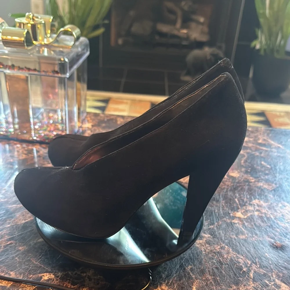 Nine West Suede Black Leather Stiletto Heels Size 8.5M - Picture 5 of 7